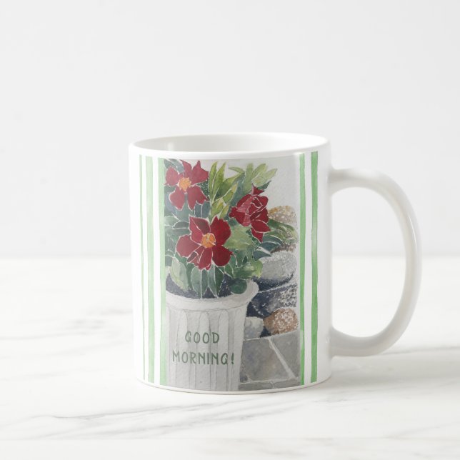 LOVELY HAND PAINTED WATERFLOWOR FLOWERS  KAFFEMUGG (Höger)