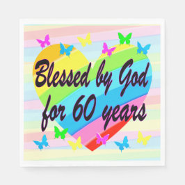 LOVELY HEART 60 BIRTHDAY BLESSINGS PAPPRA NAPKINER PAPPERSSERVETT