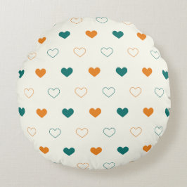 Lovely hearts / green orange cream rund kudde