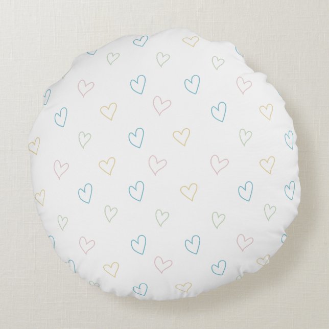 Lovely hearts pattern - Shower Curtain - Large Rund Kudde (Baksidan)