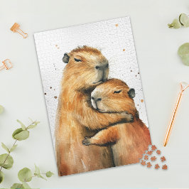Lovely Hugging Capybara Couple Jigsaw Puzzle Pussel
