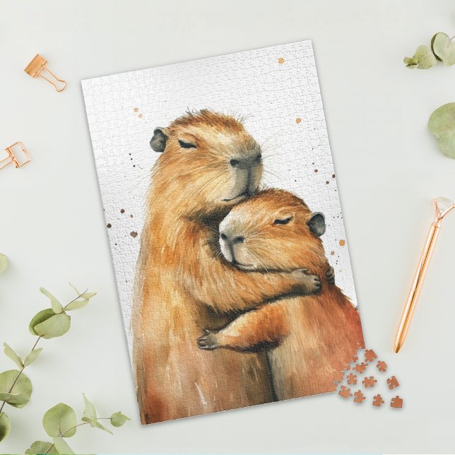 Lovely Hugging Capybara Couple Jigsaw Puzzle Pussel (Skapare uppladdad)