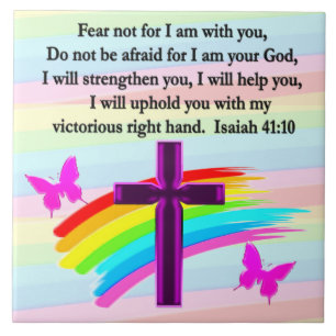 LOVELY ISAIAH 41:10 BIBLE VERSE DESIGN KAKELPLATTA