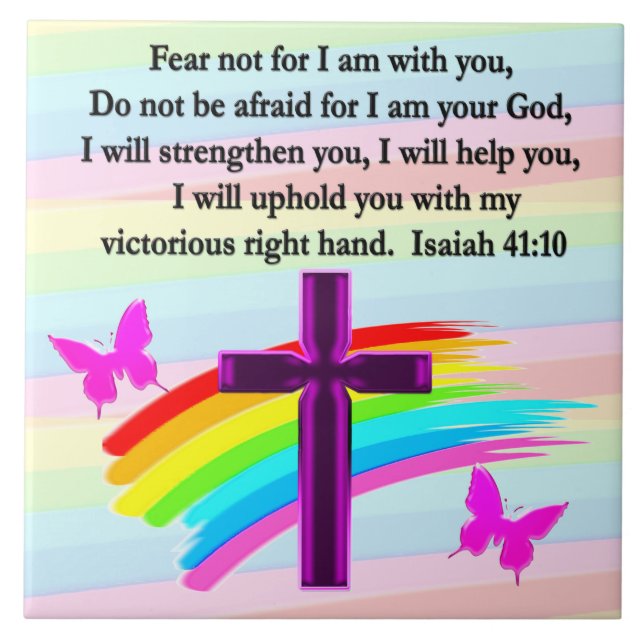 LOVELY ISAIAH 41:10 BIBLE VERSE DESIGN KAKELPLATTA (Framsidan)