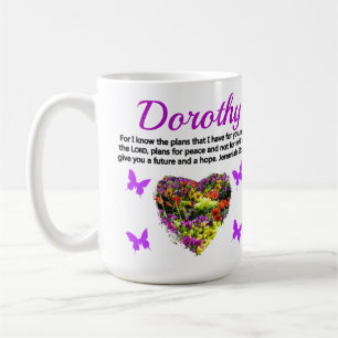 LOVELY LILA BLOMMIGT PERSONLIG JEREMIAH 29:11 KAFFEMUGG