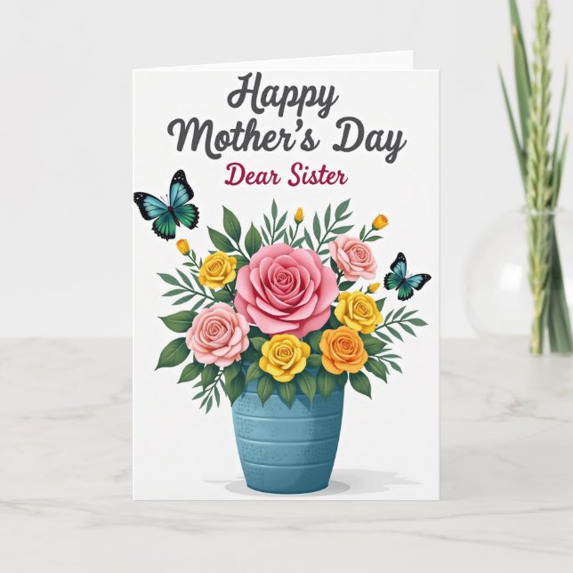 Lovely Mom Sister Day Card Kort (Framsida)