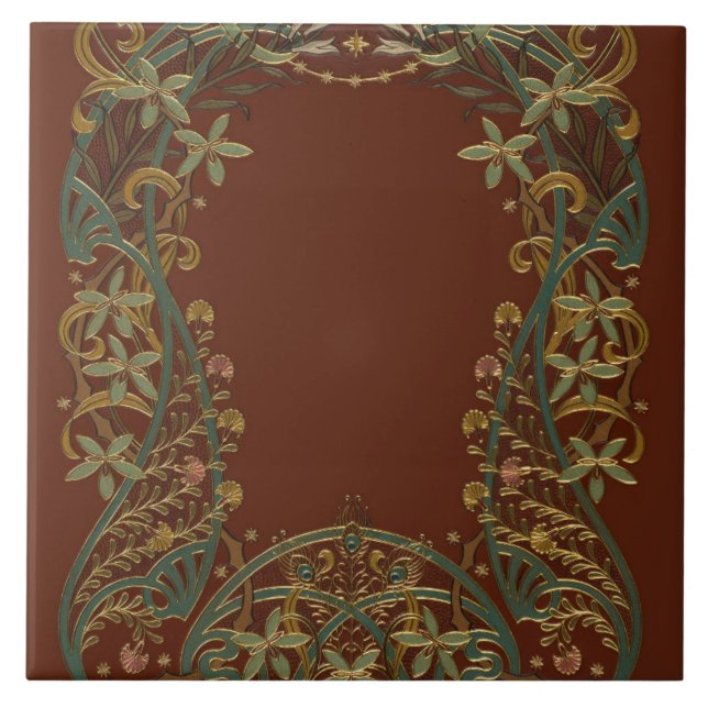 Lovely Nouveau Floral With Lily Kakelplatta (Framsidan)