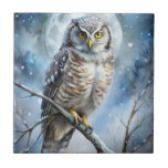 Lovely Owl Kakelplatta<br><div class="desc">An owl on a branch in winter</div>