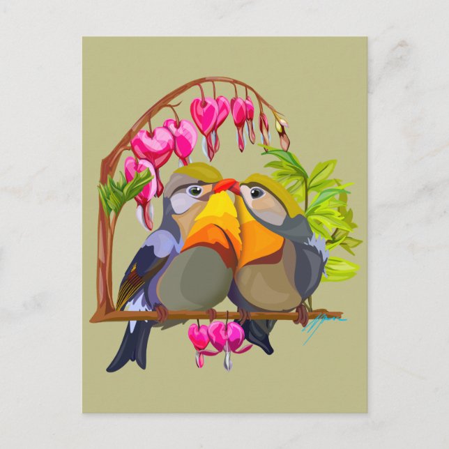 Lovely Pekin Robin Bird Pair Vykort (Framsida)