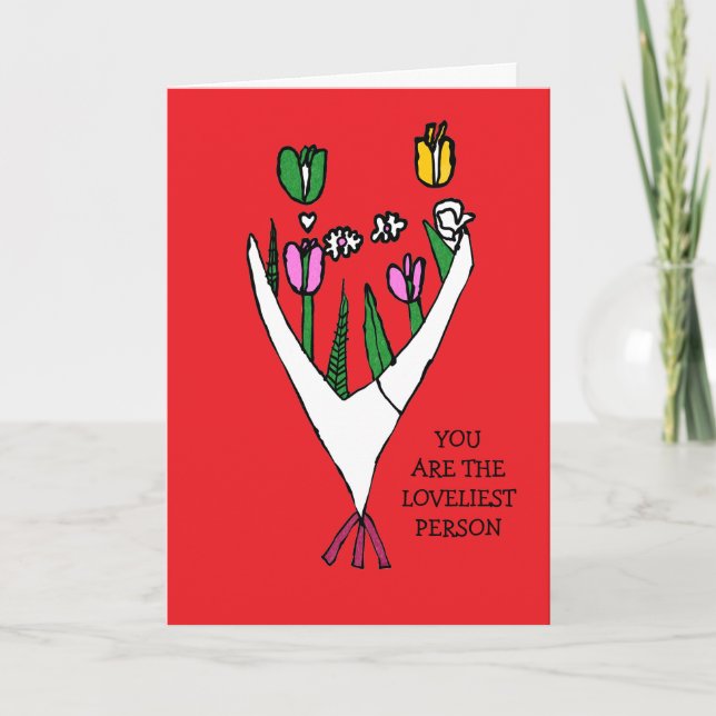 "Lovely Person" Romantisk Blommig Kort (Framsida)