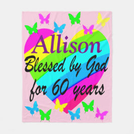 LOVELY PERSONLIG 60 BIRTHDAY HEART BLANK FLEECEFILT