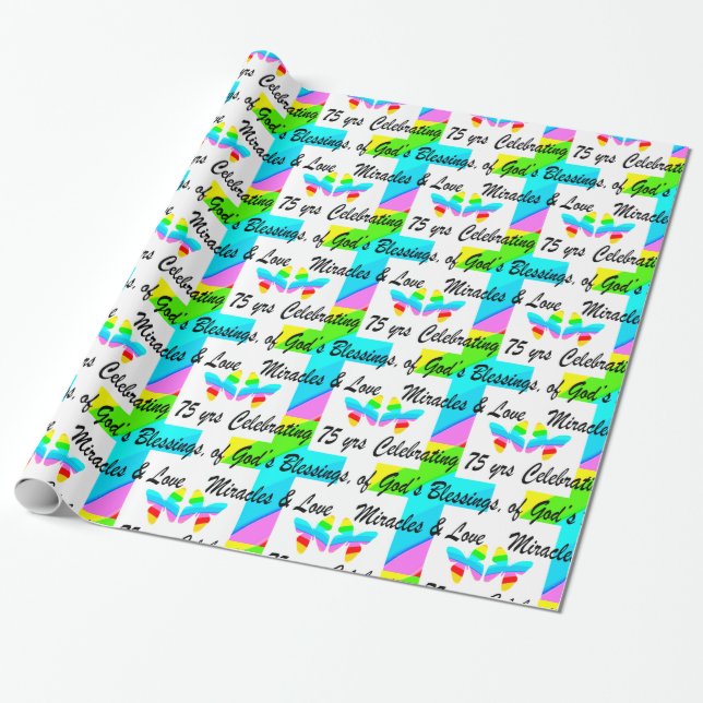 LOVELY PERSONLIG 75:E BIRTHDAY DESIGN PRESENTPAPPER (Utrullad)