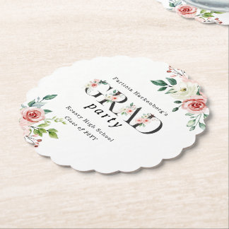 Lovely Pink Floral GRAD Custom Party  Underlägg Papper