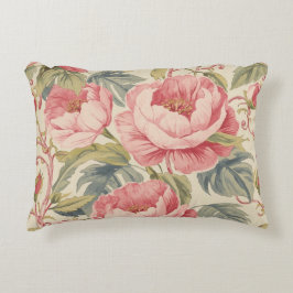 Lovely Pink Peoni Flowers Pattern, Elegant Prydnadskudde