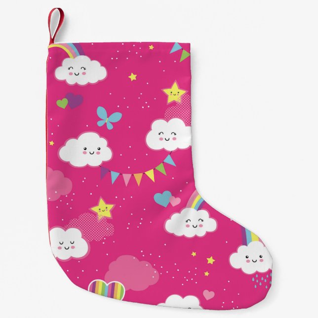 Lovely Pink Rainbow Sky repeating pattern. A seaml Liten Julstrumpa (Framsidan)