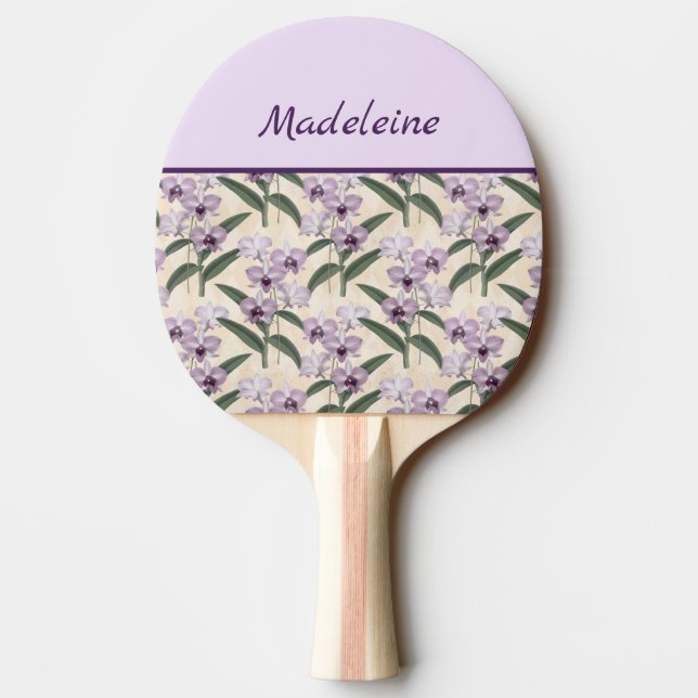 Lovely Purple Lilacs on Vintage Ecru Pingisracket (Baksidan)