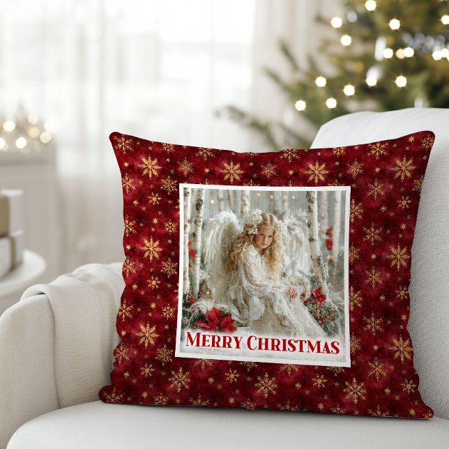 Lovely Red and Gold Victorian Angel Christmas  Kudde (Lovely Red and Gold Victorian Angel Christmas Pillow)