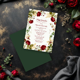 Lovely Red Roses Garden-Inspired Bridal Brunch Inbjudningar