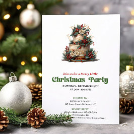 Lovely Retro Christmas Cake Party Card Inbjudningar