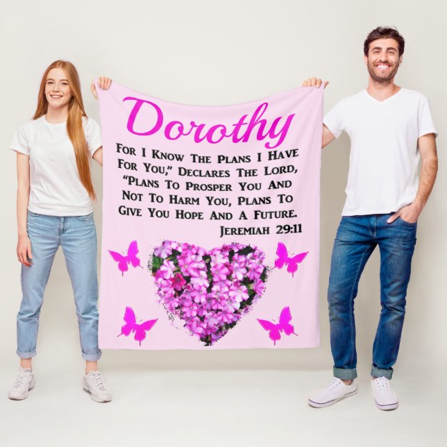 LOVELY ROSA BLOMMIGT JEREMIAH 29:11 PERSONLIG FLEECEFILT (På plats)