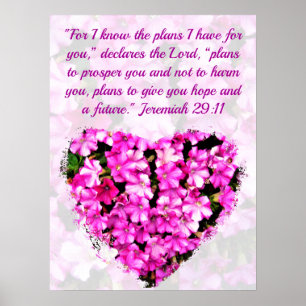 LOVELY ROSA BLOMMIGT JEREMIAH 29:11 PLANER FÖR HOP POSTER