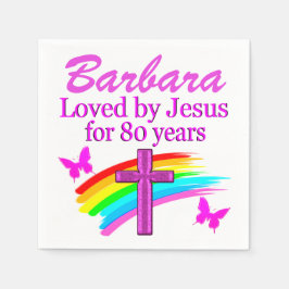 LOVELY ROSA CHRISTIAN 80 BIRTHDAY NAPKINS PAPPERSSERVETT