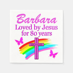 LOVELY ROSA CHRISTIAN 80 BIRTHDAY NAPKINS PAPPERSSERVETT
