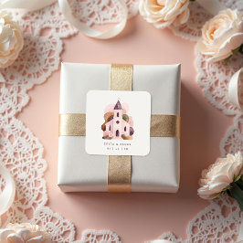 Lovely Rustic Pink Tones Church Wedding Fyrkantigt Klistermärke