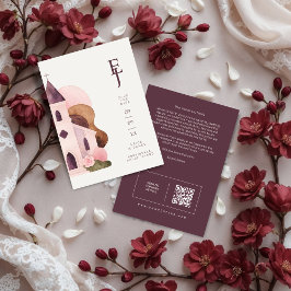 Lovely Rustic Pink Tones Church Wedding QR Spara Datumet