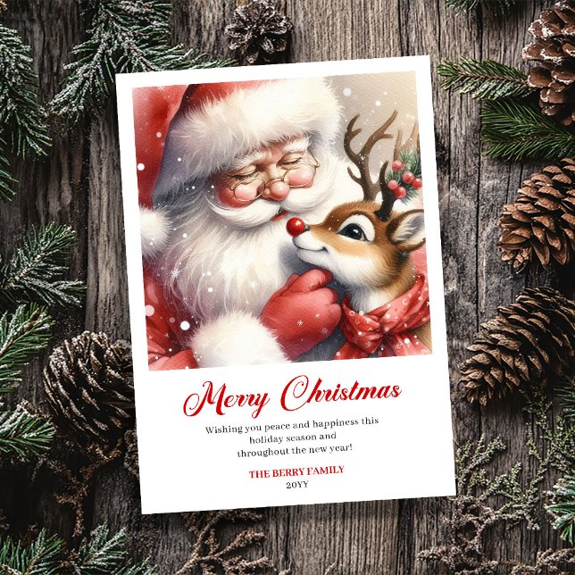 Lovely Santa And Rudolph Festive Christmas Greetin Julkort (Lovely Santa And Rudolph Festive Christmas Greeting Card)