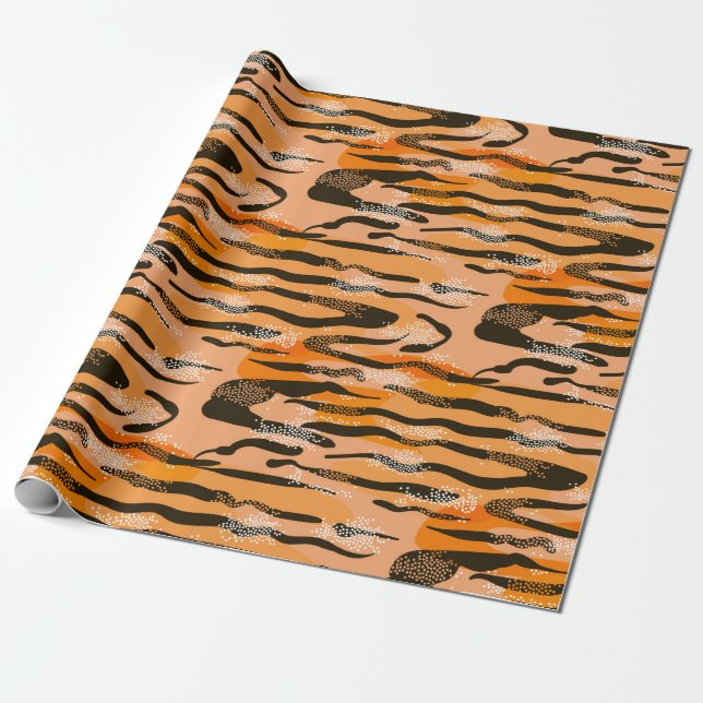 Lovely seamless tiger pattern,peach colour presentpapper (Utrullad)