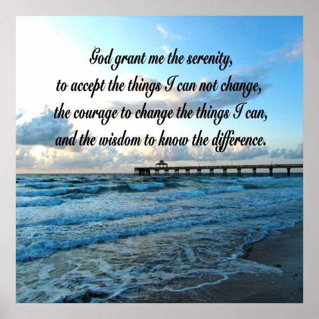 LOVELY SERENITY PRAYER OCEAN OCH VÅGAR PHOTO POSTER (Framsidan)