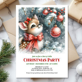 Lovely snowy forest baby deer Christmas invite Inbjudningar