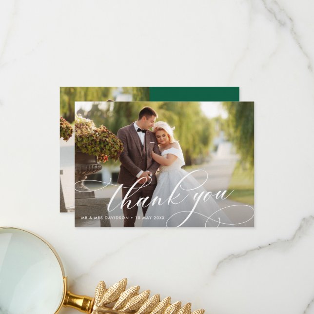Lovely Stylish Calligraphy Wedding  Tack Kort (Fram/Back In Situ)