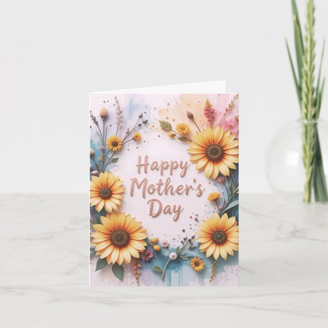 Lovely Sunflowers 3D Mother's Day Kort (Framsida)