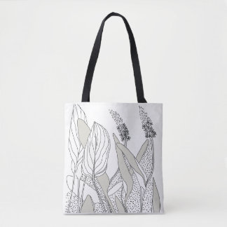 lovely tote with plant illustrations.  tygkasse