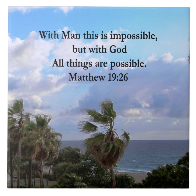 LOVELY TROPICAL MATTHEW 19:26 PHOTO DESIGN KAKELPLATTA (Framsidan)