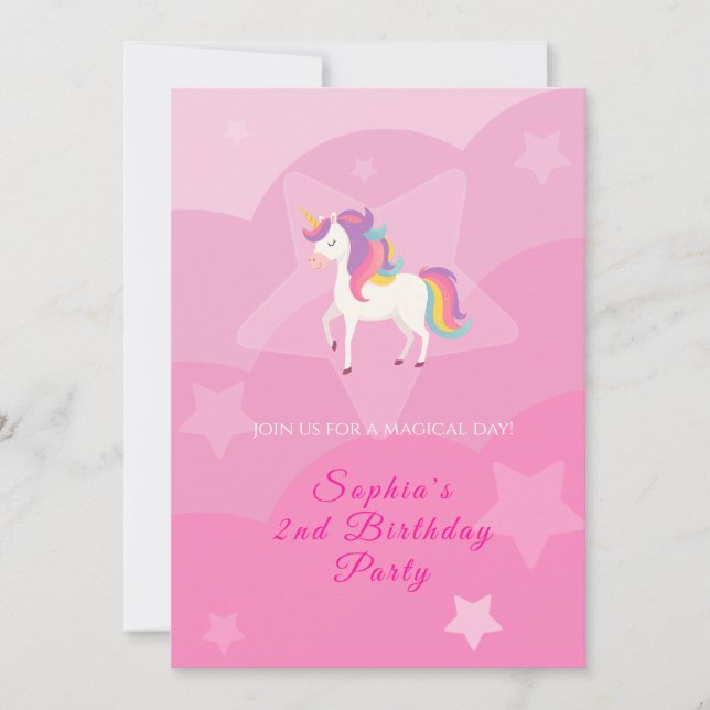  Lovely Unicorn Birthday Invitation Inbjudningar (Framsida)