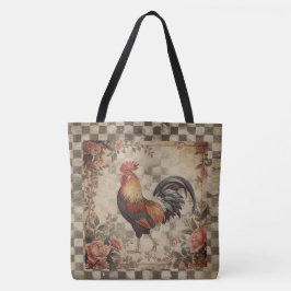 Lovely Vintage Rooster and Flowers Pattern Tygkasse