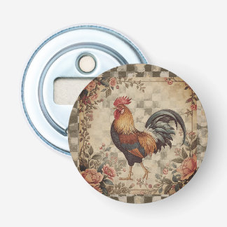 Lovely Vintage Rooster ,Flowers Pattern, Checke Flasköppnare