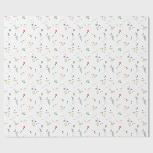 Lovely Watercolor Flower Wrapping Paper Presentpapper (Platt)