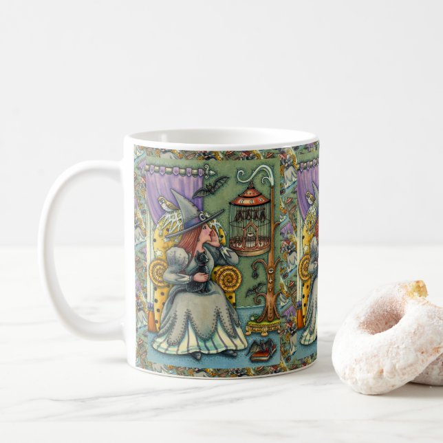 LOVELY WITCH, CAT & HER PETS, FLADDERMUS CAGE, HAL KAFFEMUGG (Med munk)