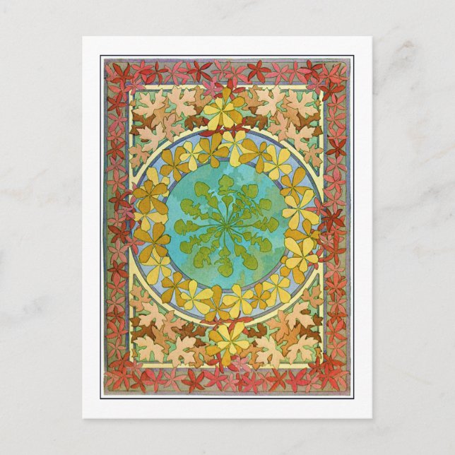 Löven Art nouveau Stil, Mucha Vykort (Framsida)