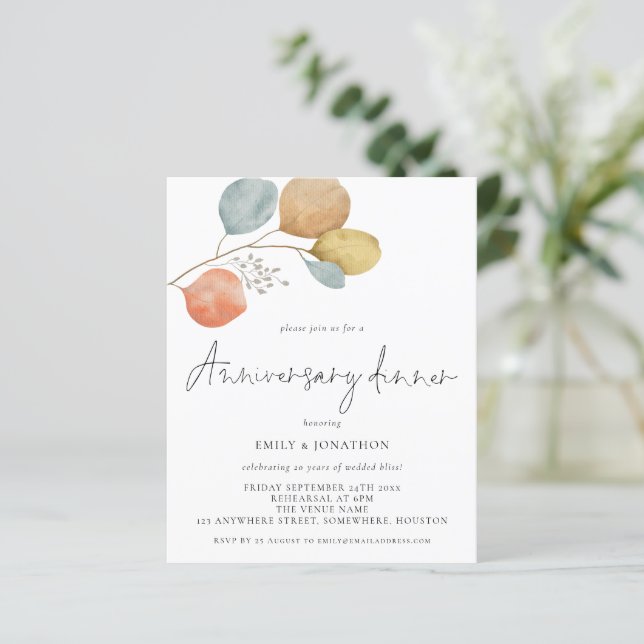 Löven Budget Watercolor - årsdag i Inbjudan (Stående Fram)