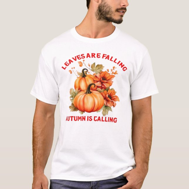 Löven Faller Hösten Kallar Design Klassiker T Shirt (Framsida)