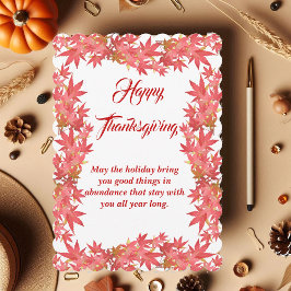 Löven för happy thanksgiving-vattenfärgspersikor julkort