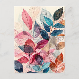 Löven Klistra in Färgad vattenfärg Illustration Vykort