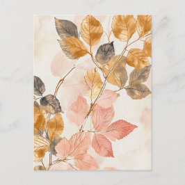 Löven Klistra in Färgad vattenfärg Illustration Vykort