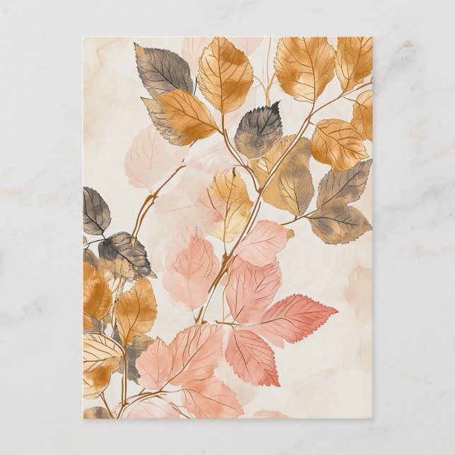 Löven Klistra in Färgad vattenfärg Illustration Vykort (Framsida)