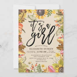 Löven Pumpkin-solblommor för babyvisningsprogramme Inbjudningar